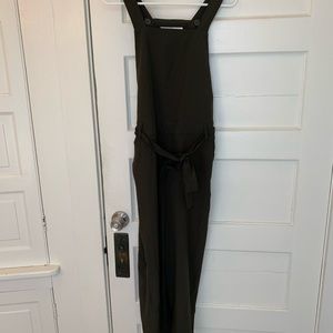 Pants - Dark green wide leg crop overalls Pants - Dark green wide leg crop overalls